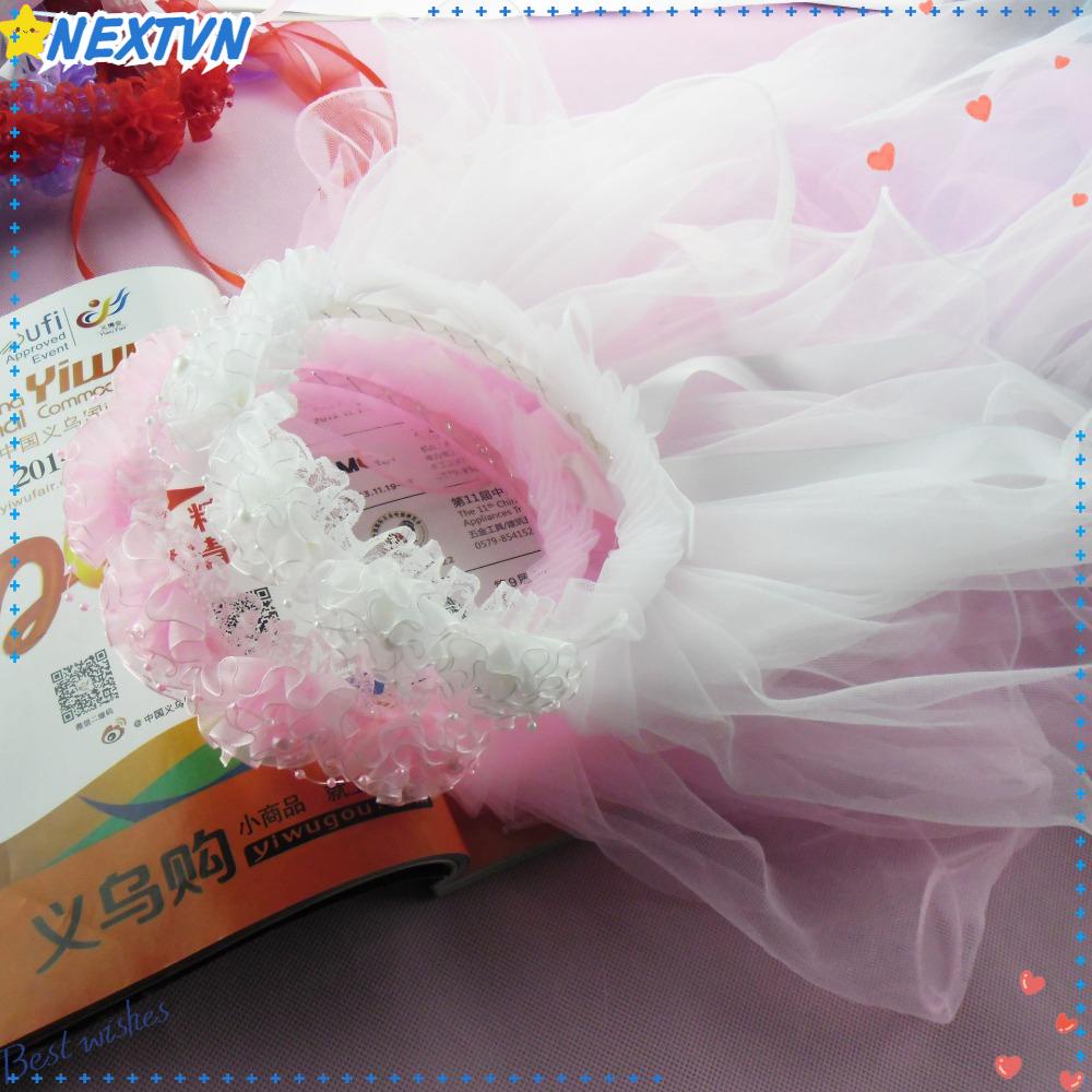 Vòng Hoa Đội Đầu Bằng Vải Tuyn Thời Trang Cho Cô Dâu Chụp Ảnh