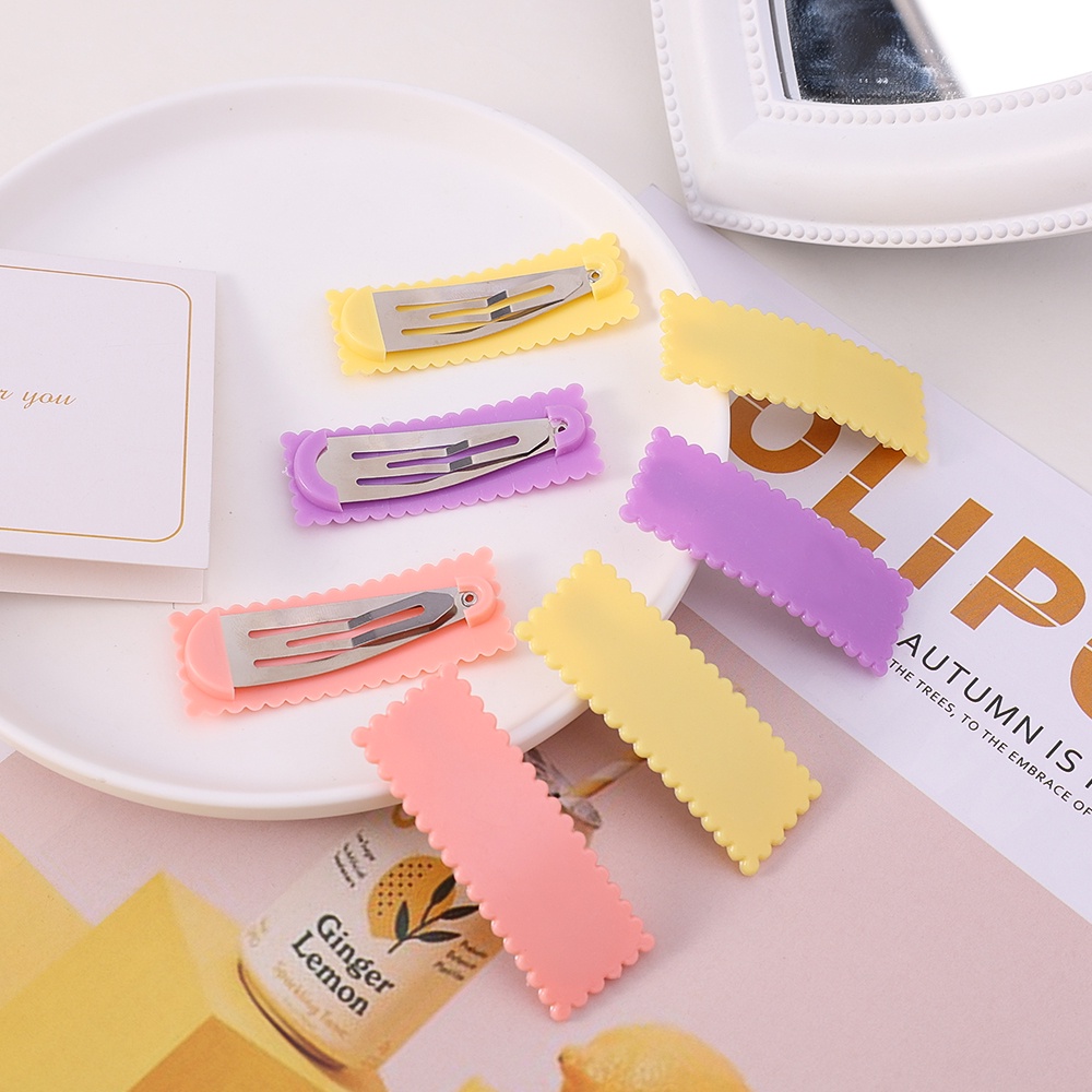 Set 4 Kẹp Tóc Hình Vuông Màu Sắc Macaron Dành Cho Nữ