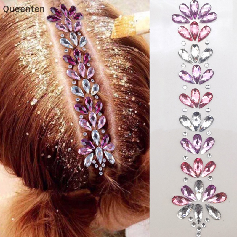 Miếng Dán Hình Xăm 3D Pha Lê Queenten Hoorhoofd Hoofddeksel Lấp Lánh