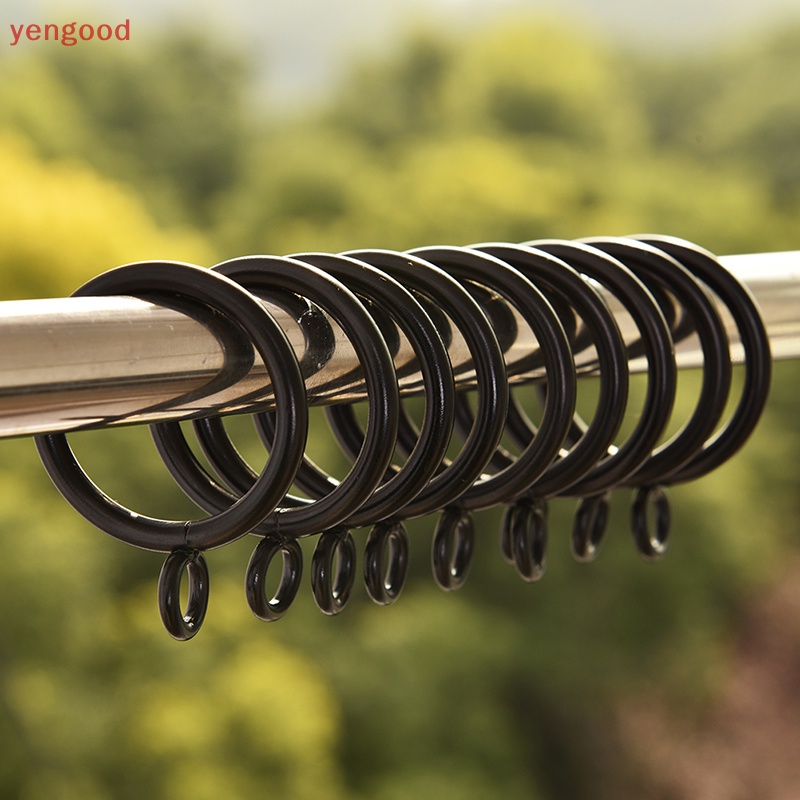 (YGD) 10 Vòng Treo Rèm Cửa Bằng Kim Loại Màu Đen 5 Kích Cỡ