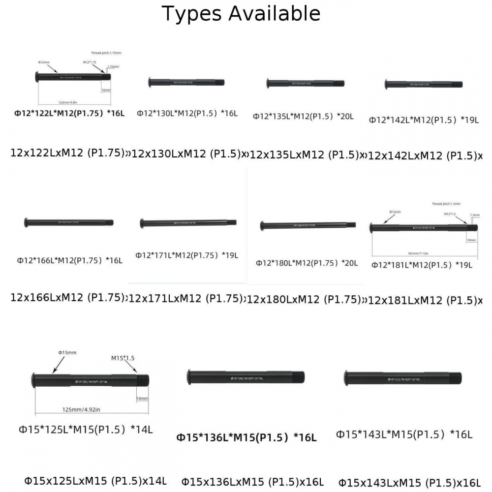 Trục Trước / Sau 12mm 15mm P1.0 P1.5 P1.75 Thay Thế Chuyên Dụng Cho Xe Đạp