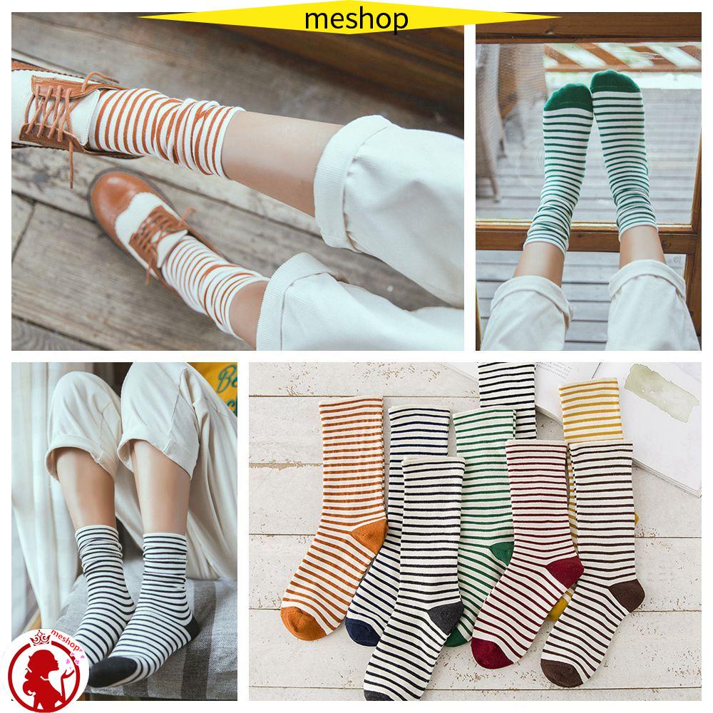 Vớ Kẻ Sọc Co Giãn Giữ Ấm Mùa Đông Dễ Thương