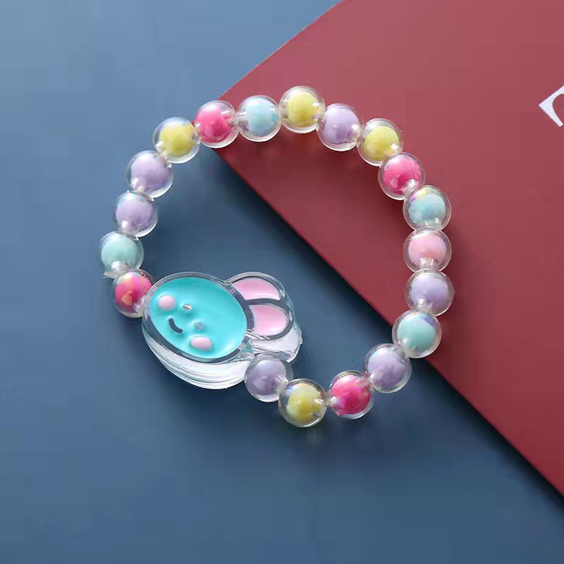 Vòng Tay Xỏ Hạt Bằng Acrylic Màu Sắc Hỗn Hợp Họa Tiết Trái Cây Hoạt Hình Cho Bé Gái
