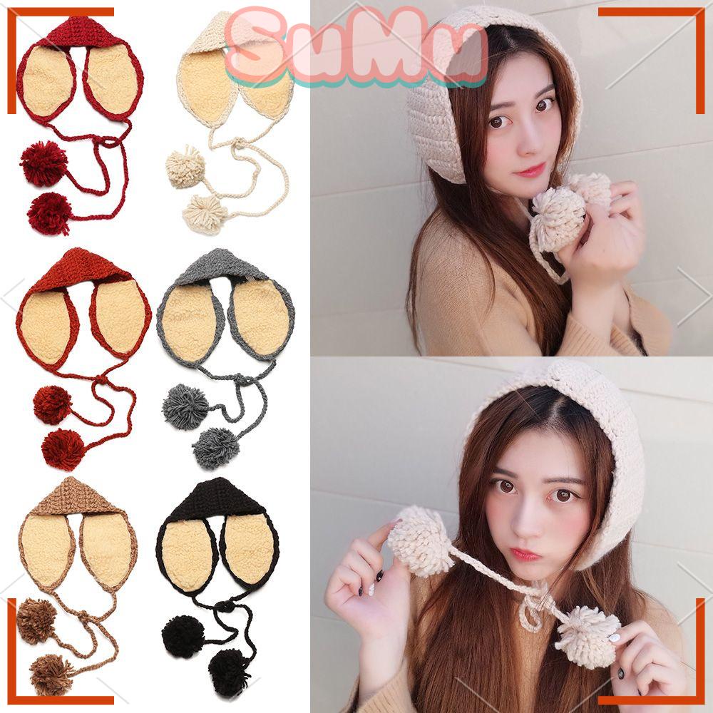 Chụp Tai Dệt Kim Bảo Vệ Tai Phối Dây Rút Phong Cách Retro Cho Nữ