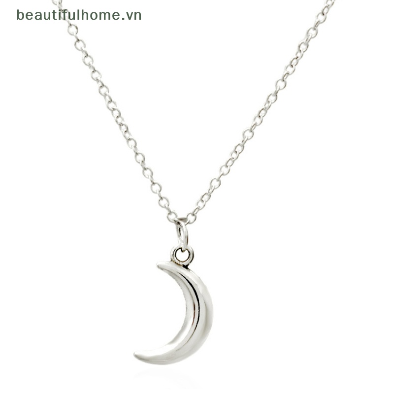 [beautifulhome] Vòng Cổ Choker Kim Loại Mặt Hình Mặt Trăng Đơn Giản Dễ Thương Màu Bạc Phong Cách Bohemia Dành Cho Nữ [beauty]