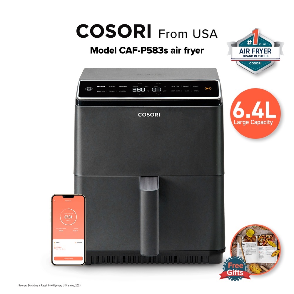 Nồi chiên không dầu Cosori CAF-P583S-KEU 6.4 lít - Điều khiển từ xa bằng ứng dụng trên điện thoại