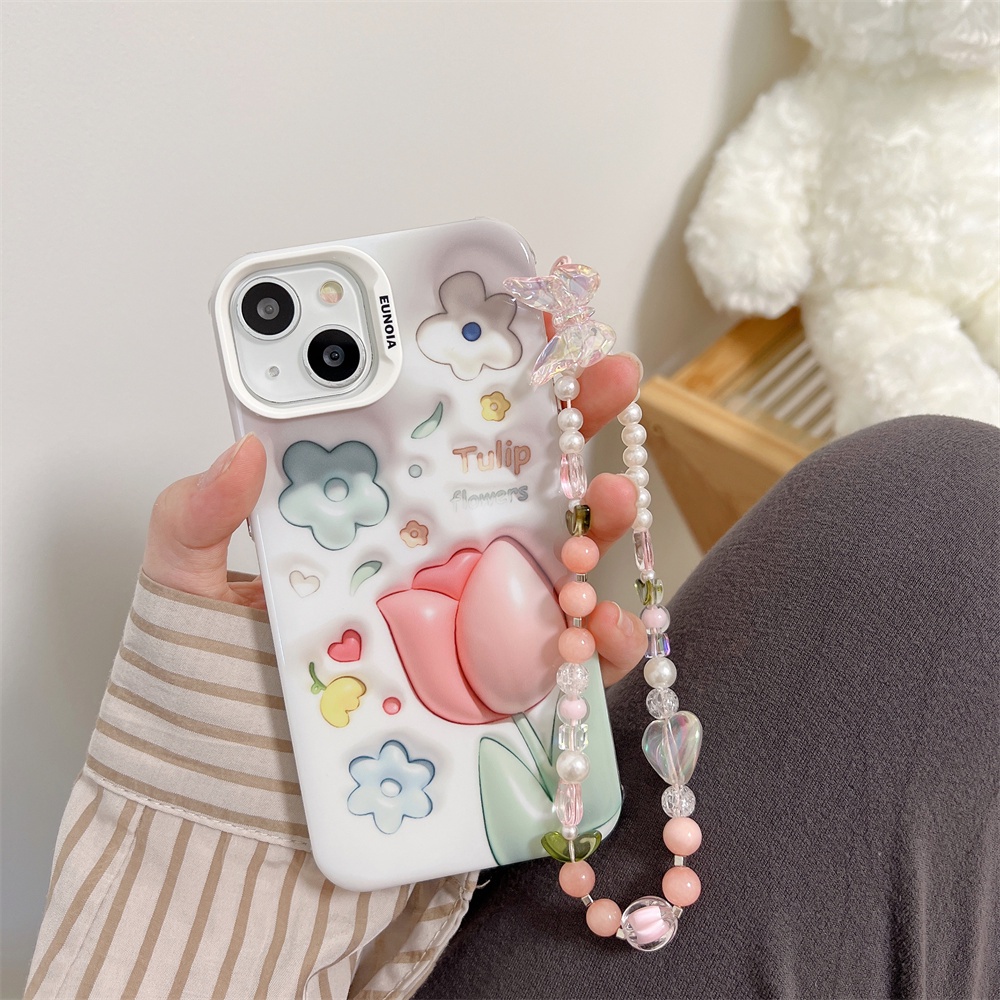 Ốp Điện Thoại TPU Mềm Trong Suốt Chống Sốc Hình Hoa Tulip Cho iPhone 14 13 12 11Pro Max