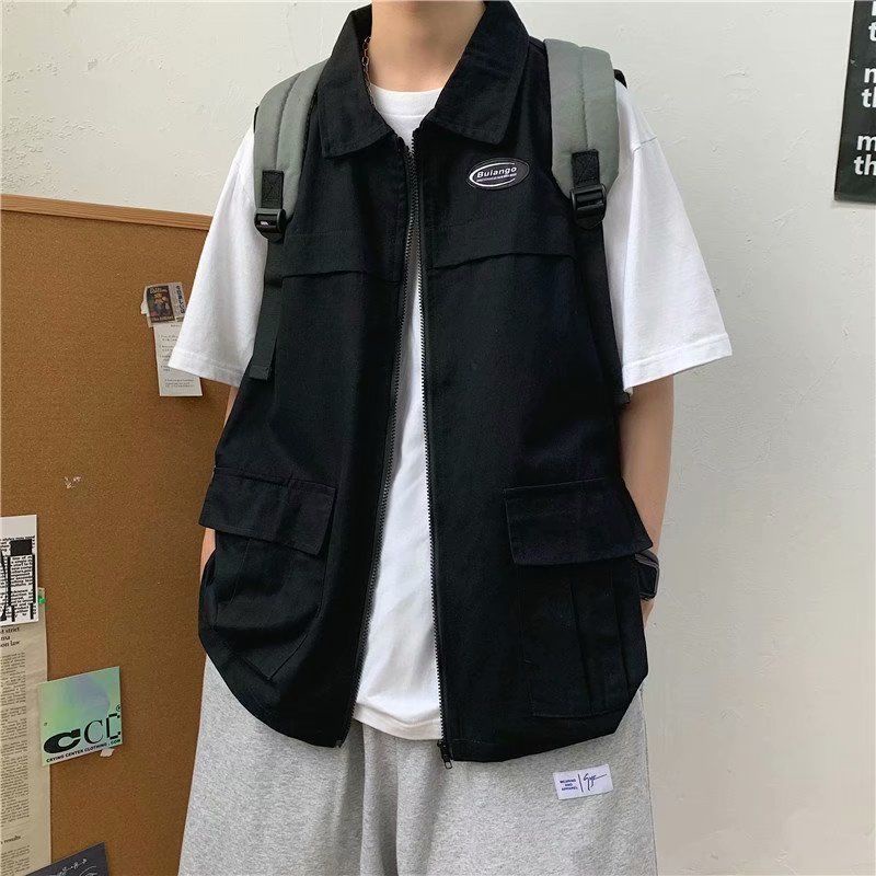 Áo Khoác Sát Nách Dáng Rộng Có Khóa Kéo Thời Trang Mùa Hè Cho Nam