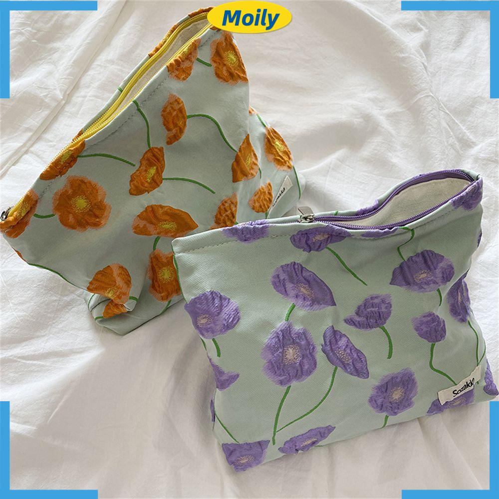 Túi Đựng Mỹ Phẩm Dập Nổi Họa Tiết Hoa Xinh Xắn Sức Chứa Lớn