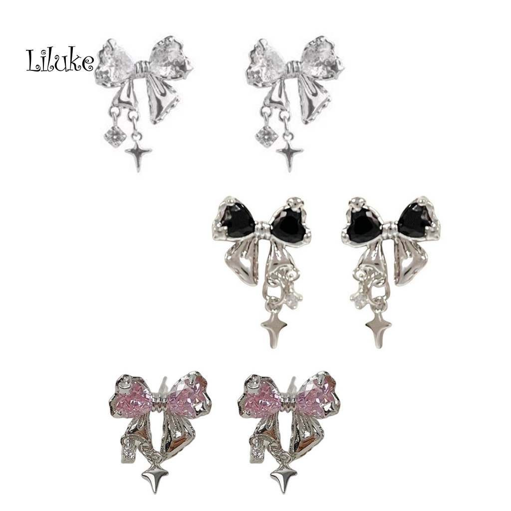 1 Đôi Bông Tai Dáng Dài Đính Đá Zircon Thời Trang