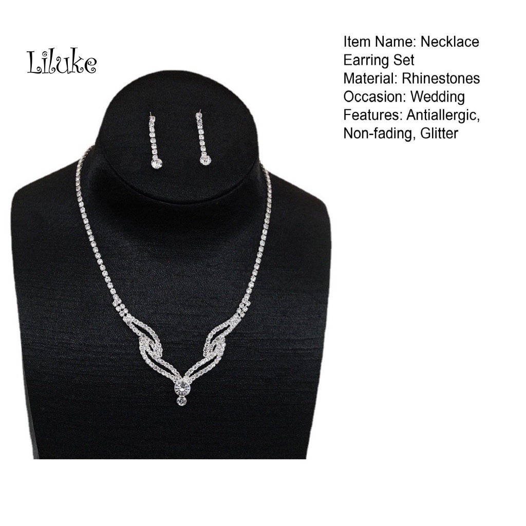 Bộ 2 Vòng cổ Và Đôi Khuyên Tai Đính Đá Nhiều Lớp Thời Trang Cho Nữ