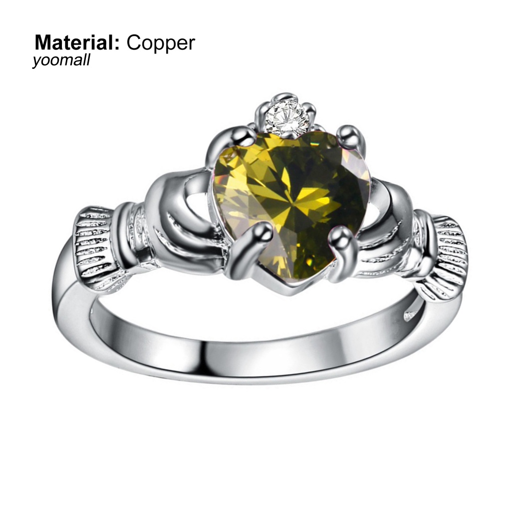 Nhẫn Đính Hôn Bằng Đồng Đính Đá Hình Trái Tim Sang Trọng Cho Nữ