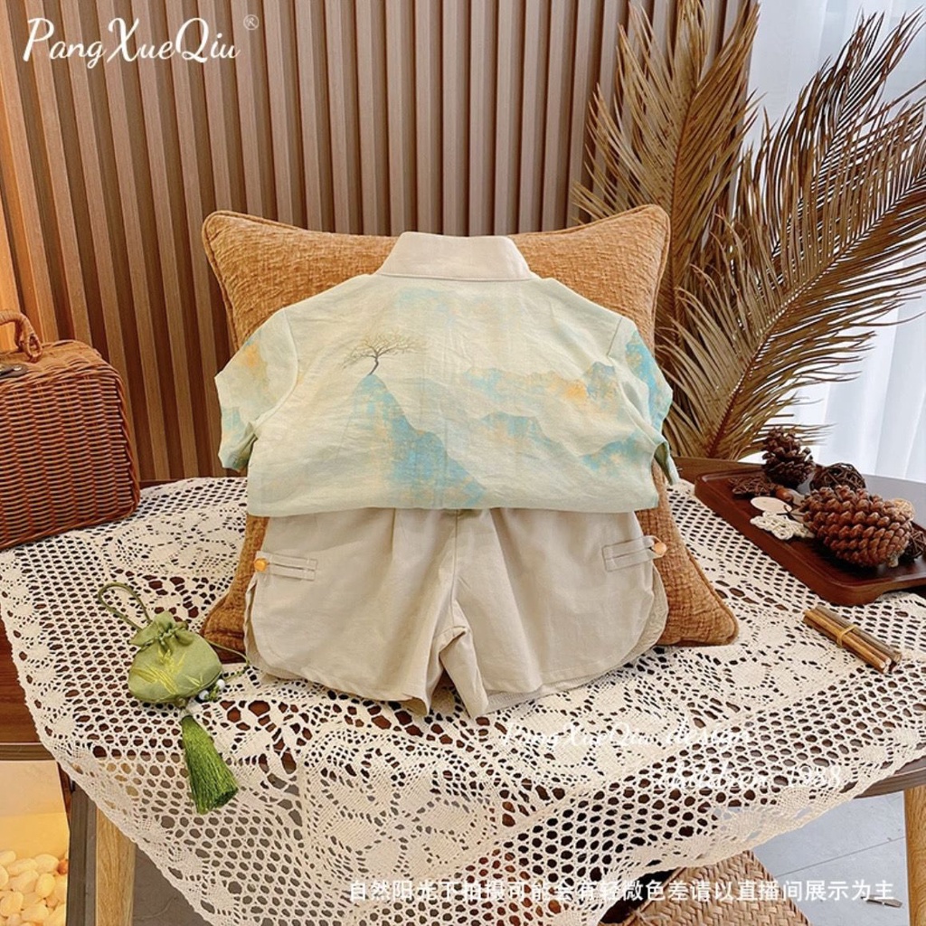 Bộ Đồ Hán Phục Hai Mảnh Mùa Hè 2023 Phong Cách Trung Hoa Cho Bé Trai Và Bé Gái