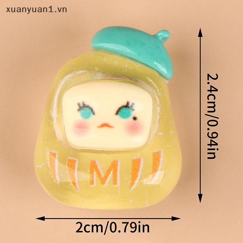 Set 5 Mặt Dây Chuyền Hình Búp Bê Dharma Bằng Resin Phát Quang DIY