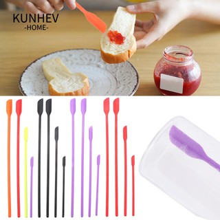 KUNHEV Set 4 muỗng bằng silicon cán dài dùng để trộn mỹ phẩm / lấy mẫu / điêu khắc / nấu ăn gồm nhiều màu tùy chọn