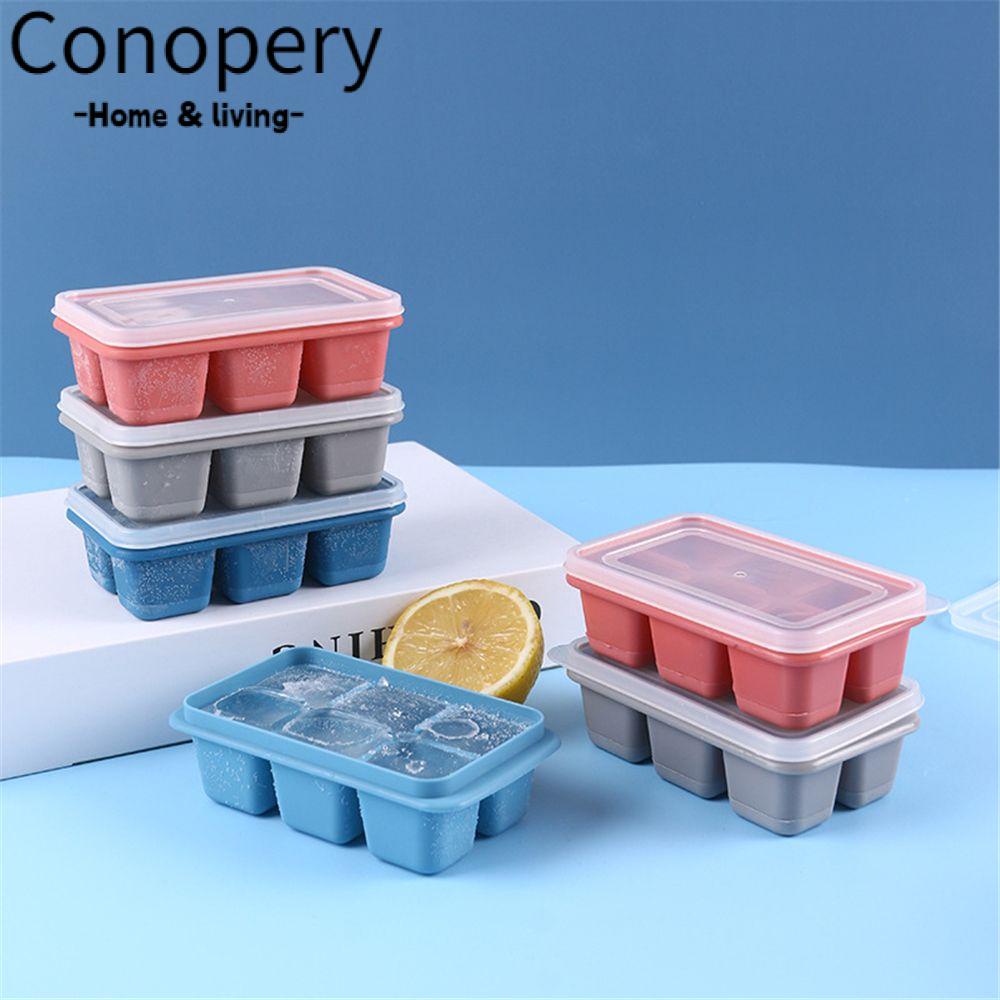 CONOPERY Khuôn Silicon Mềm Làm Đá/Cà Phê 6 Ngăn DIY Nhanh Chóng Có Nắp Đậy Cho Nhà Bếp