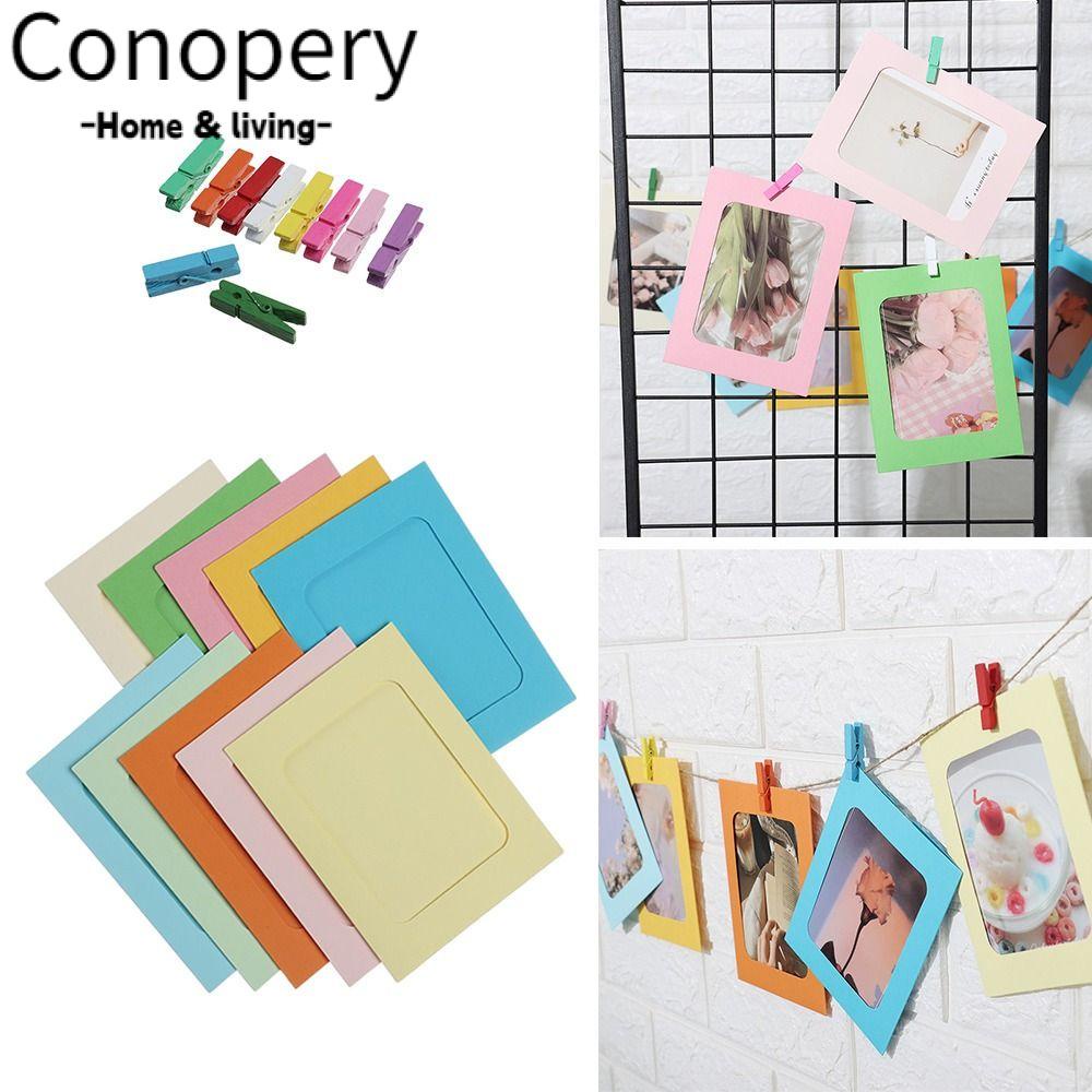 CONOPERY 1 Bộ Khung Ảnh Bằng Giấy Kèm Kẹp Và Dây Thừng Dùng Trang Trí Nhà Cửa DIY