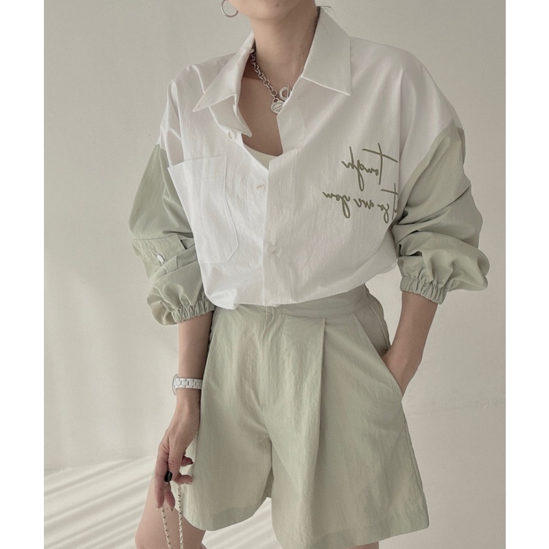 Áo Sơ Mi Tay Dài Chống Nắng In Chữ Phong Cách Hàn Quốc Thời Trang Mùa Hè Cho Nữ