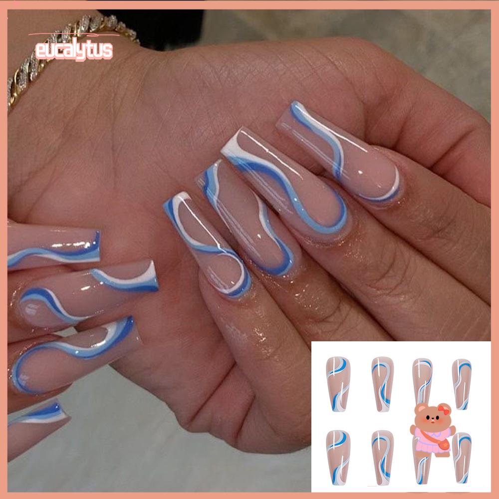 Hộp 24 Móng Tay Giả Ballerina Dáng Dài Che Phủ Toàn Diện Có Thể Tháo Rời