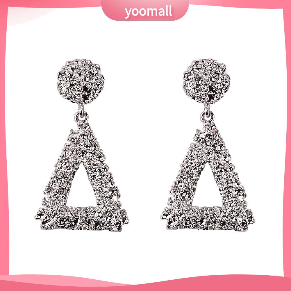 [YM] Bông Tai Kim Loại Hình Tam Giác Rỗng Phong Cách Âu Mỹ Cá Tính Thời Thượng