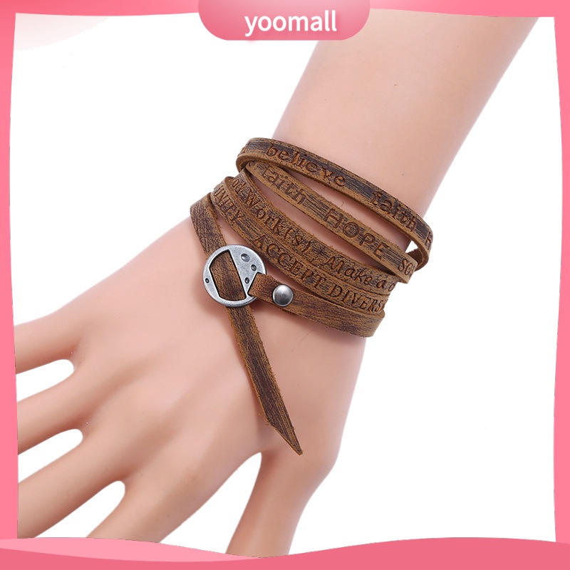 Vòng Tay Da Bò Nhiều Lớp Phong Cách retro Cho Nam