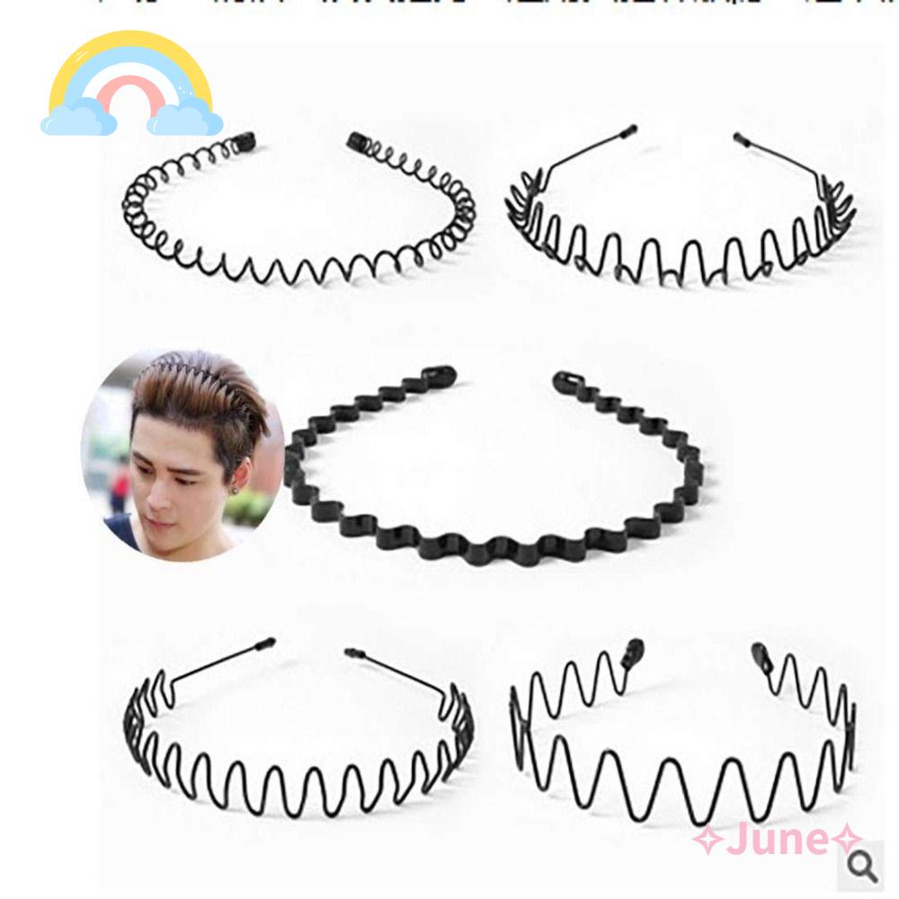 JUNE Bộ 3 / 5 / 6 / 10 Băng Đô Cài Tóc Tạo Kiểu Gợn Sóng Màu Đen Thời Trang Unisex