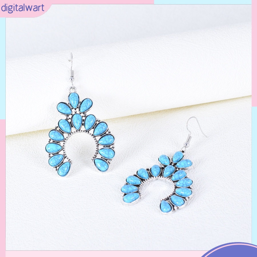 Bông Tai Hình Học Đính Đá Ngọc Lam Phong Cách Âu Mỹ Cá Tính Dành Cho Nữ