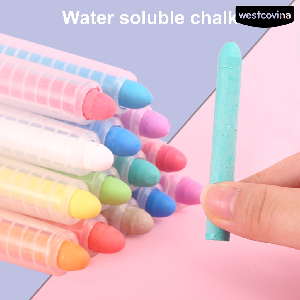 [WSTN] [WSTN]✎Set 12 Phấn Vẽ Graffiti 12 Màu Không Bụi Có Thể Giặt Được Kèm Vỏ Bọc Dành Cho Trẻ Em