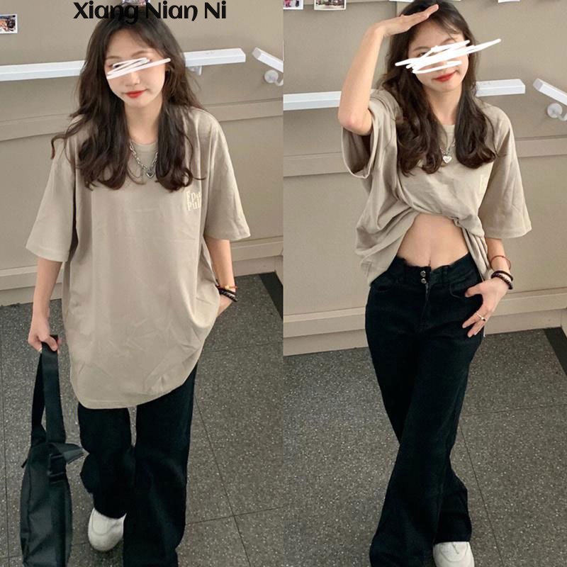 Áo Thun 100% cotton Tay Ngắn Dáng Rộng Phong Cách Hàn Quốc Dành Cho Nữ