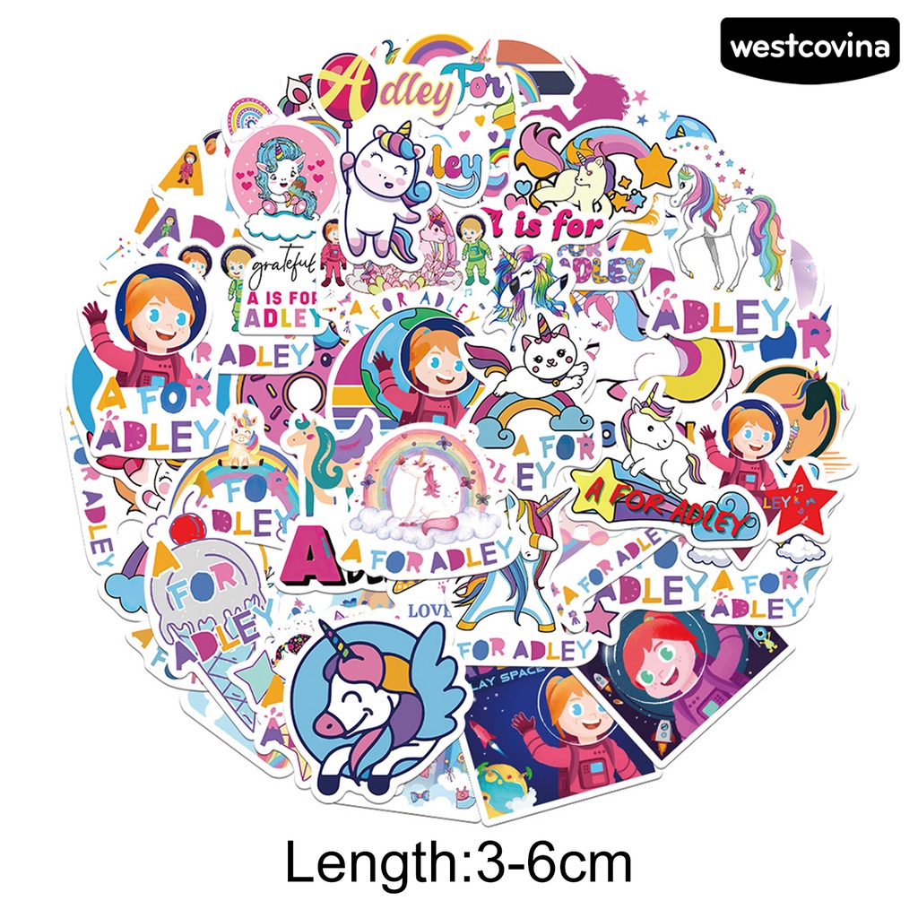 [WSTN]✎Bộ 50 Miếng Dán Hoạt Hình Tự Dính Chống Thấm Nước Không Để Lại Dấu Vết