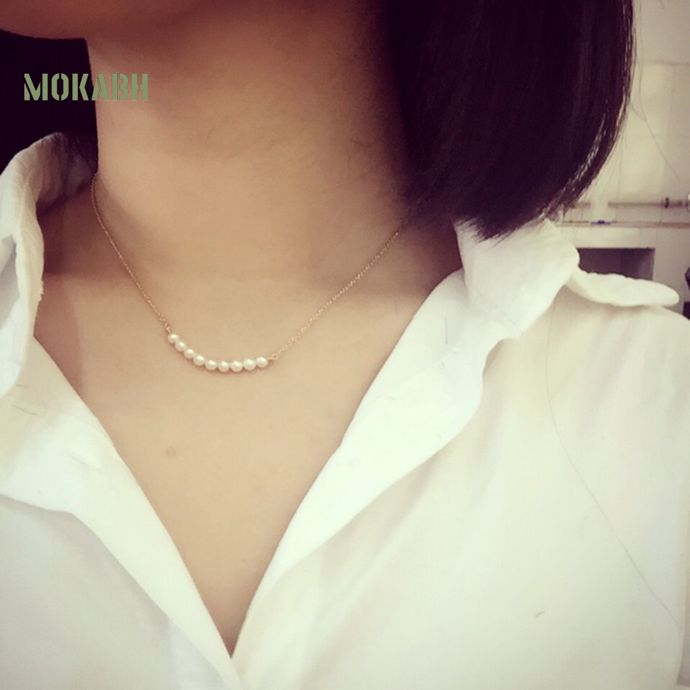 [Mok Abh] Vòng Cổ Choker Đính Ngọc Trai Đơn Giản Thời Trang