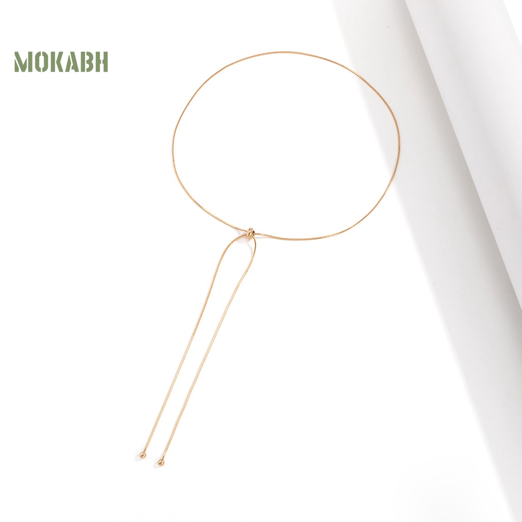 [Mok Abh] Vòng Cổ Choker Dạng Chuỗi Xích Dài Với Mặt Dây Tua Rua Không Dễ Rỉ Sét Trang Sức Tiệc Tùng