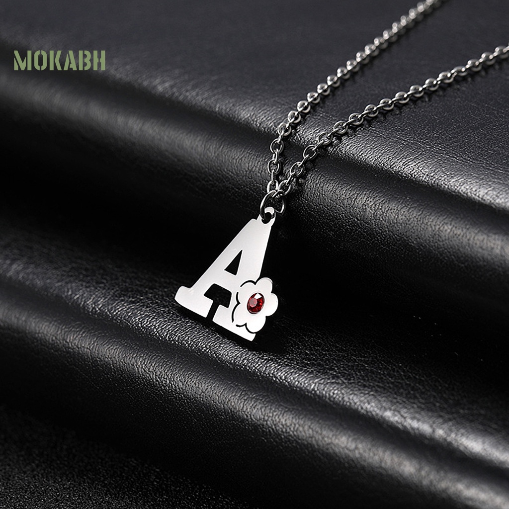 [Mok Abh] Vòng cổ Bằng Thép Titan Mặt Hình Bảng Chữ Cái Đơn Giản Dễ Phối Đồ Thân Thiện Với Da Không Dị Ứng Trang Trí Unisex