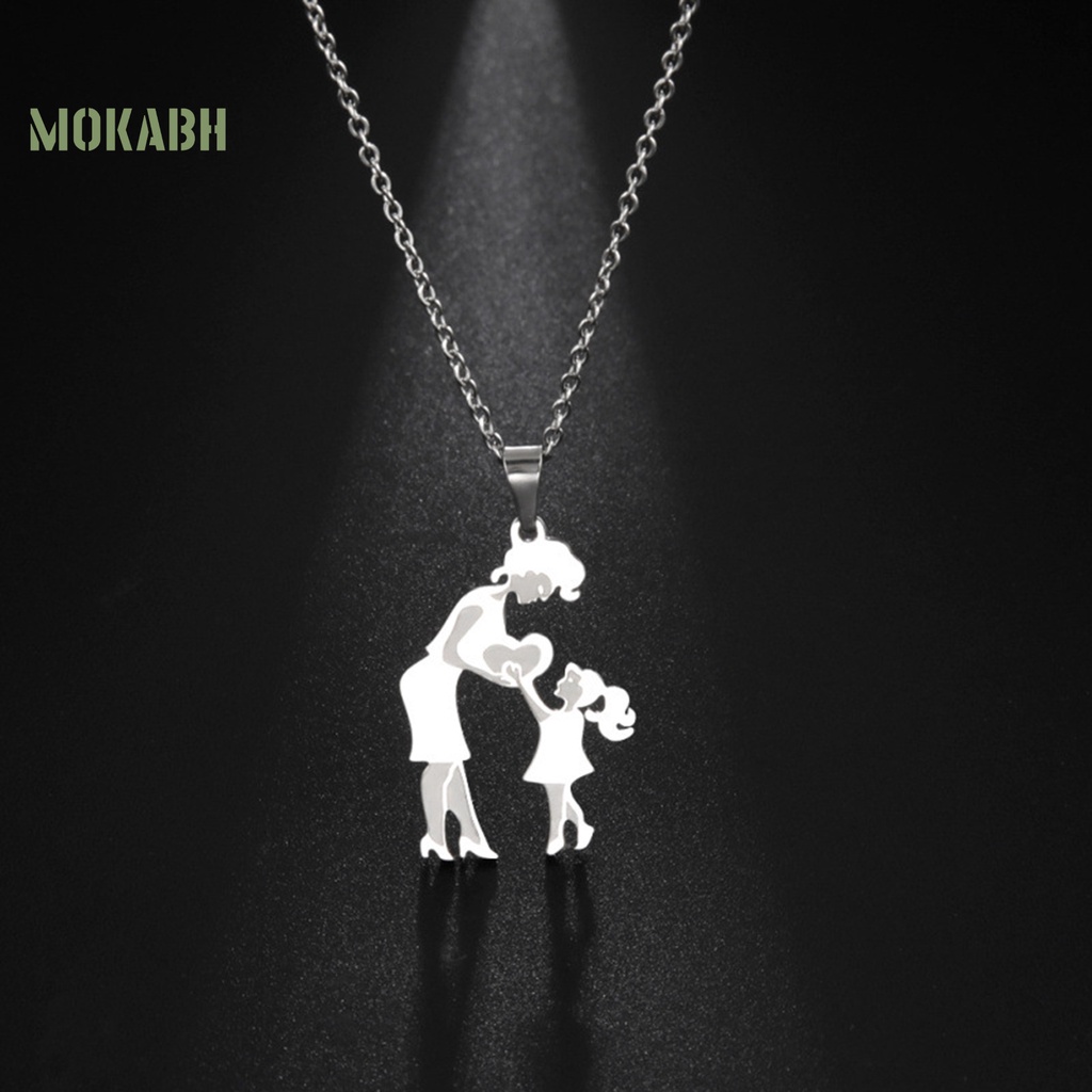 Vòng cổ Mặt Trái Tim Bằng Thép Không Gỉ Màu Vàng Dành Cho Mẹ Và Con Gái