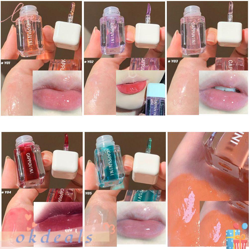 OKDEALS Son Bóng Trong Suốt Chống Thấm Nước Giúp Dưỡng Môi Hiệu Quả