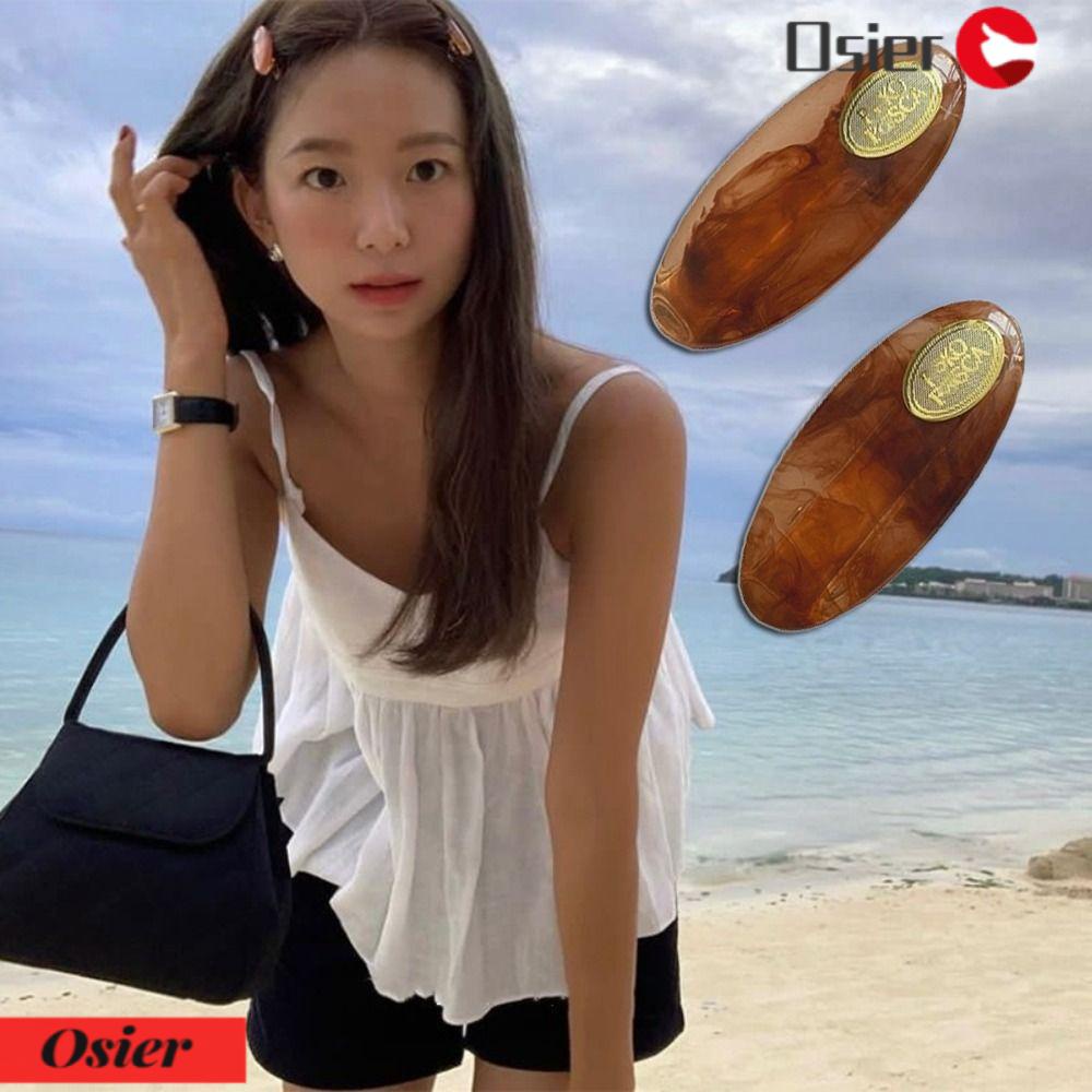 OSIER1 Set 3 Kẹp Tóc Màu Hổ Phách Phong Cách Retro Cho Nữ