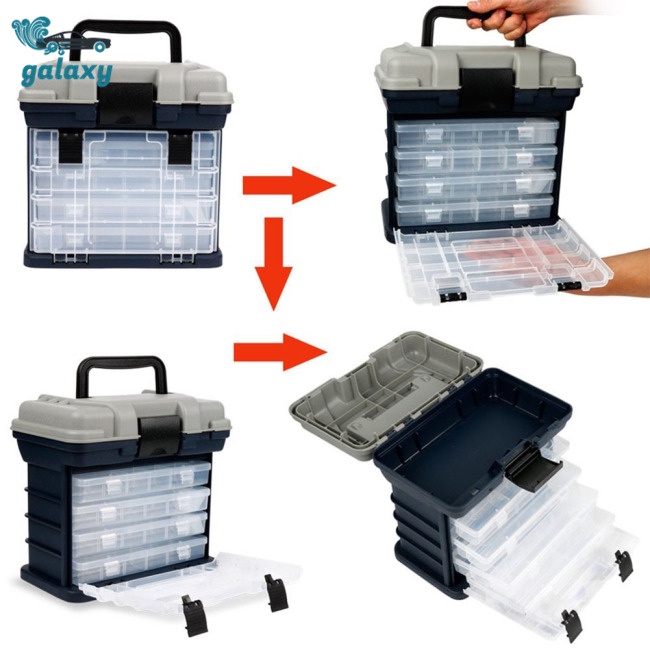 Galaxy Hộp Đựng Dụng Cụ Câu Cá 4 Tầng Sức Chứa Lớn Độ Bền Cao Có Tay Cầm