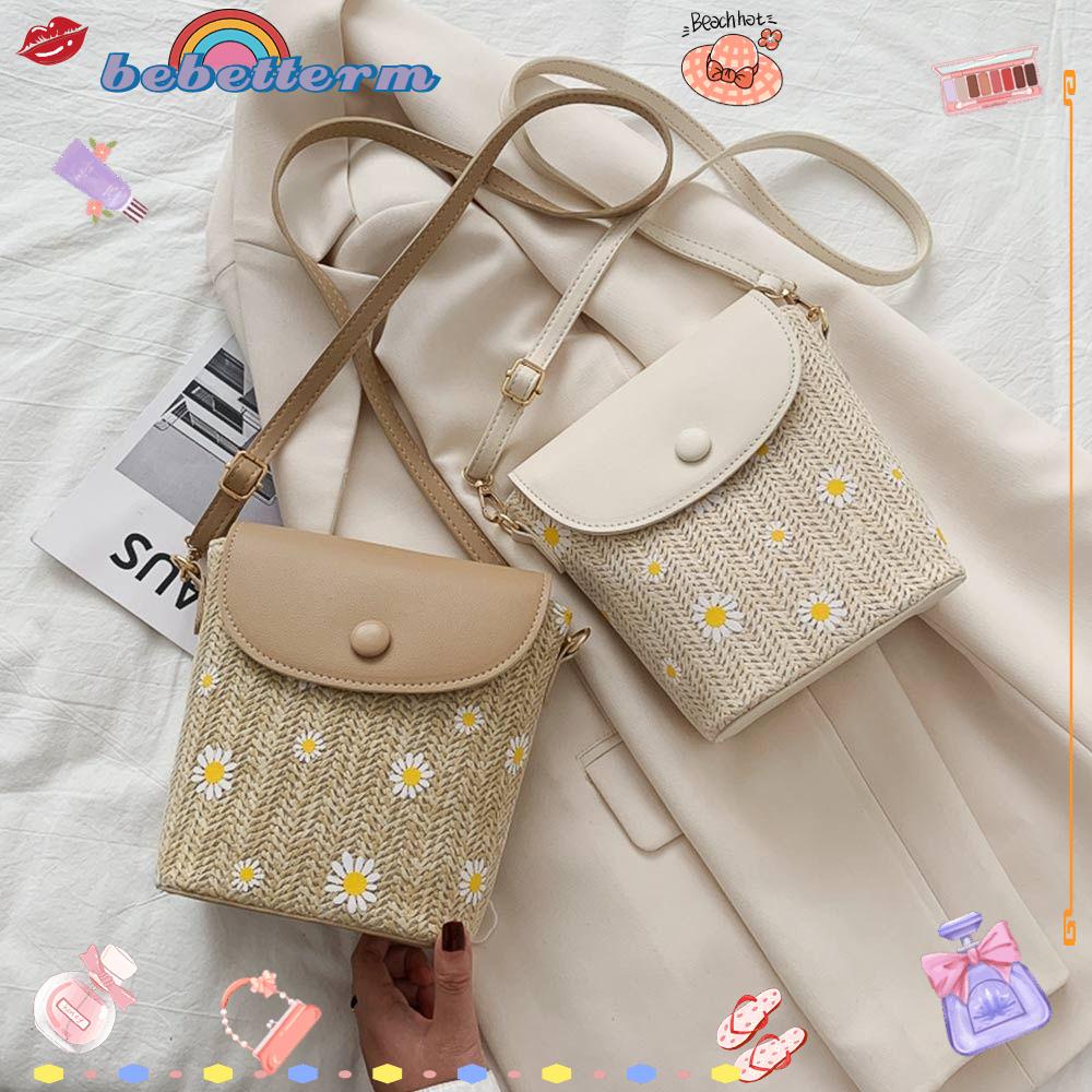 BEBETTERM Túi Cói Đan Thủ Công Thiết Kế Xinh Xắn Hợp Thời Trang