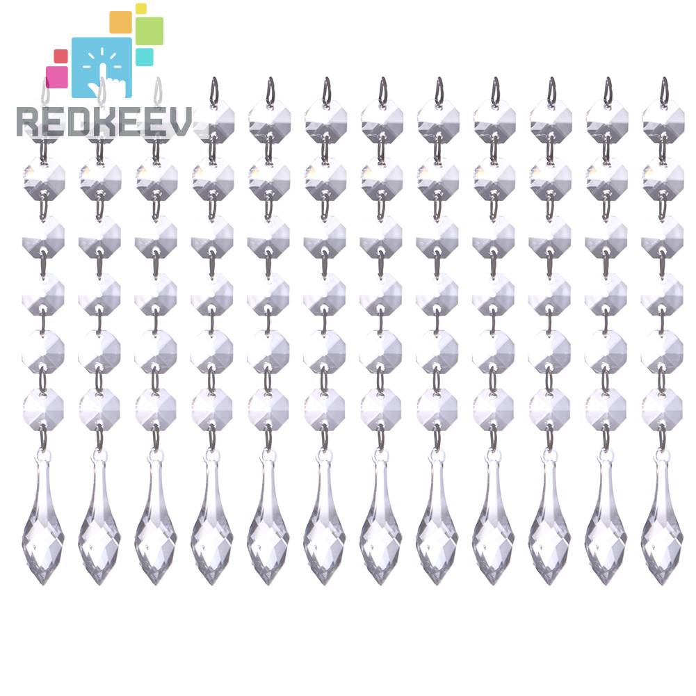 Bộ 12 Mặt Dây Chuyền Đính Hạt Acrylic Trang Trí Nhà Cửa