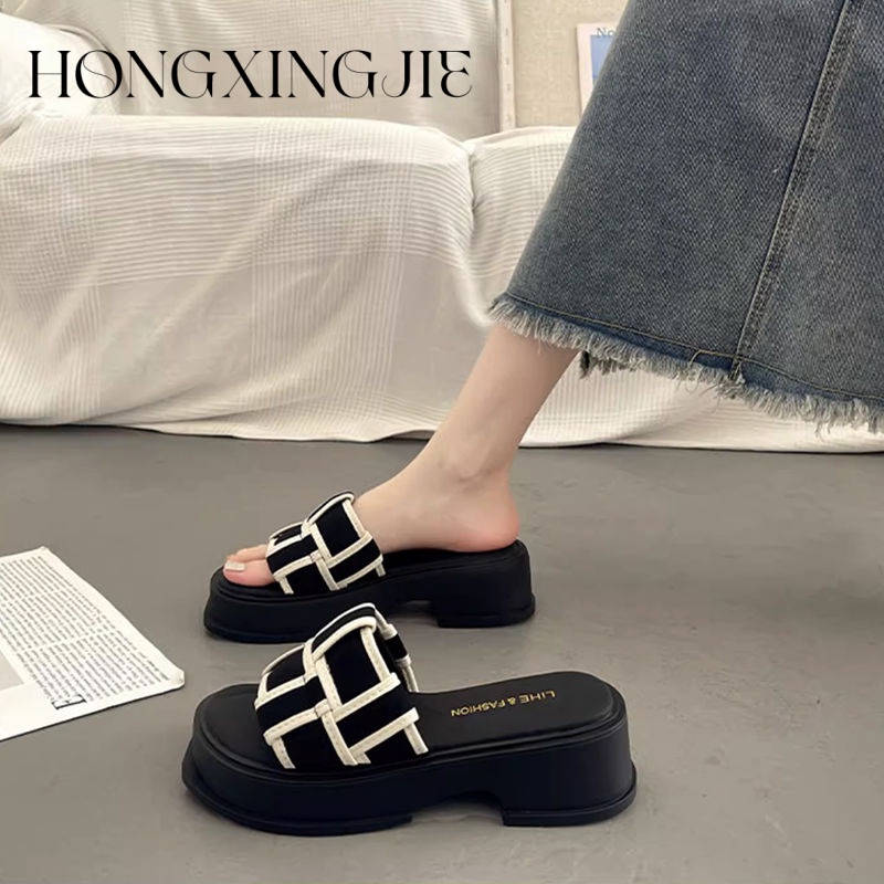 HONGXINGJIE dép sandal nữ dép đế cao Xu hướng thời trang năm 2023NEW      062127