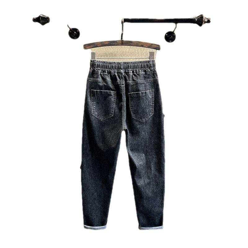 Quần Jean Nữ Lưng Thun Thêu Hoa Hồng Xinh Xắn