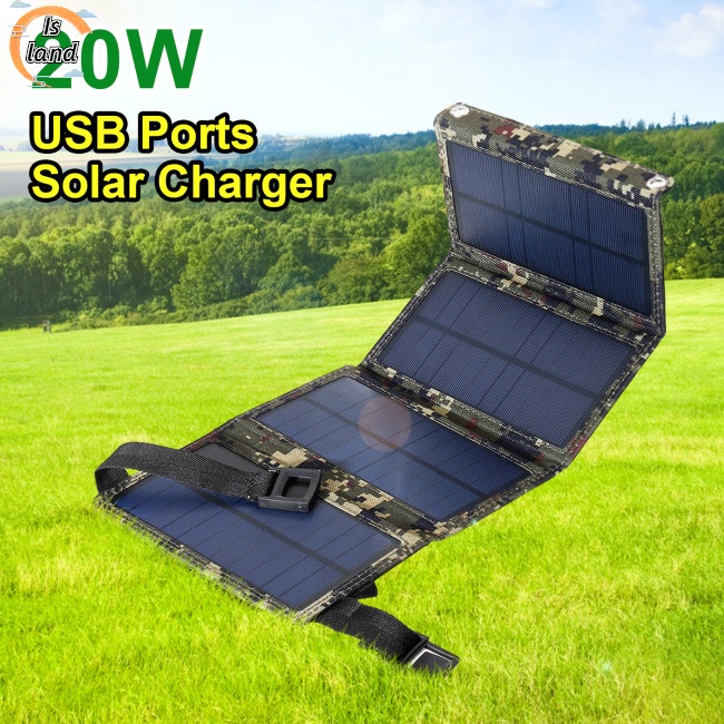 Tấm Pin Năng Lượng Mặt Trời Gấp Gọn Linh Hoạt 20w Usb 5v Chống Thấm Nước Dành Cho Điện Thoại Di Động