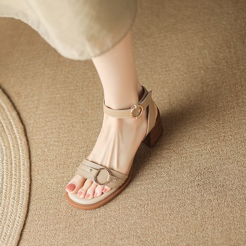 Tóc Thẳng Của Nhà Máy Duoya ~ [Hàng Có Sẵn] Cục Dự Trữ Manager!Slimmer Look ~ Sandal Cao Gót Hở Ngón Bằng Da Mềm Mại Thời Trang Mùa Hè Đơn Giản Dễ Phối Đồ Dành Cho Nữ