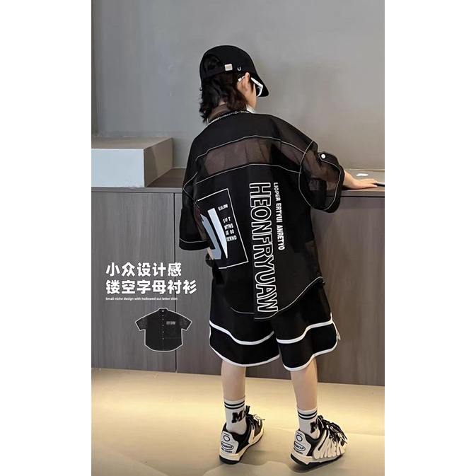 Áo Sơ Mi Ngắn Tay Dáng Rộng Phong Cách Mới Cho Bé Trai