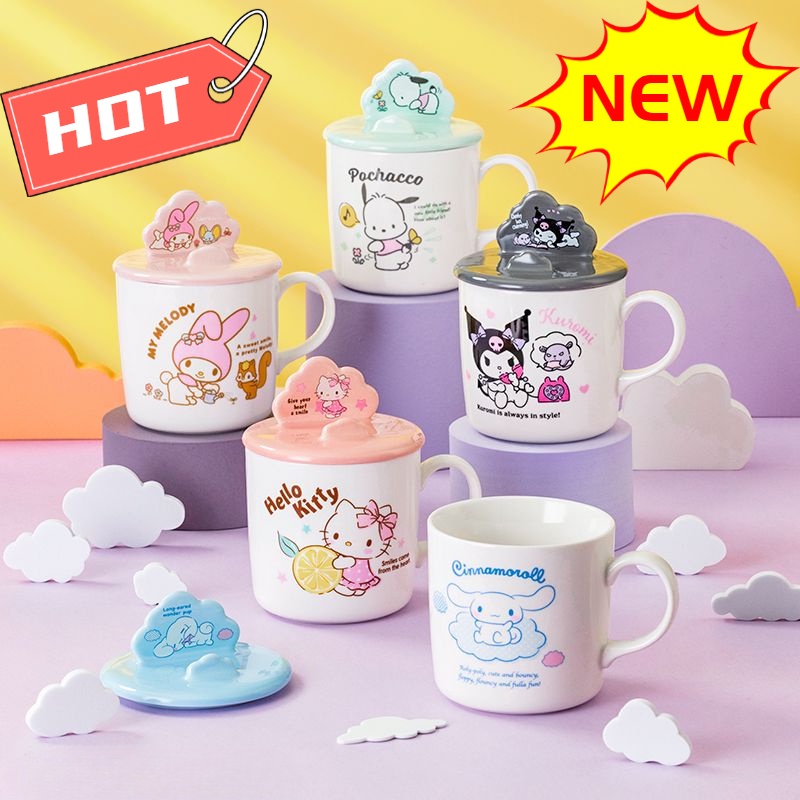 Cốc Sứ Họa Tiết Hello Kitty 2023 Có Nắp Đậy Và Giá Đỡ Điện Thoại Dễ Thương Tiện Dụng Cho Gia Đình / Văn Phòng