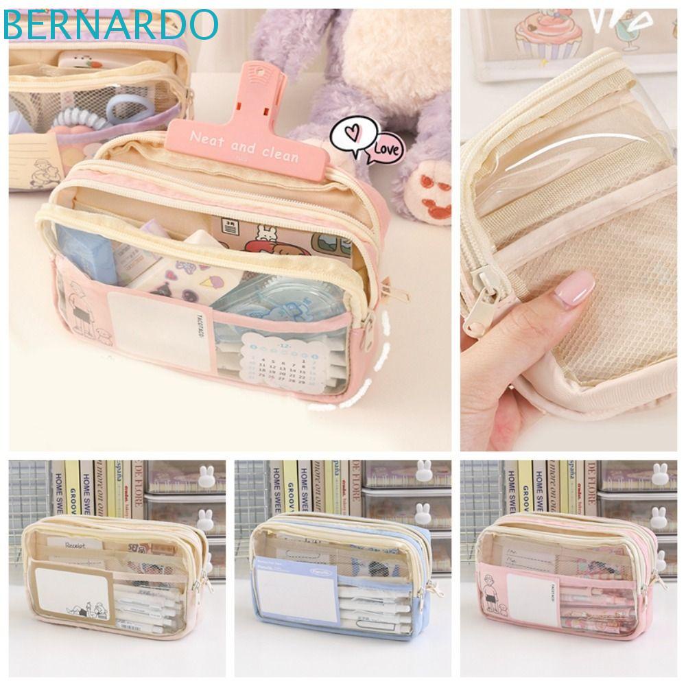 Túi Đựng Bút Để Bàn Nhiều Ngăn Trong Suốt Đơn Giản Phong Cách Hàn Quốc