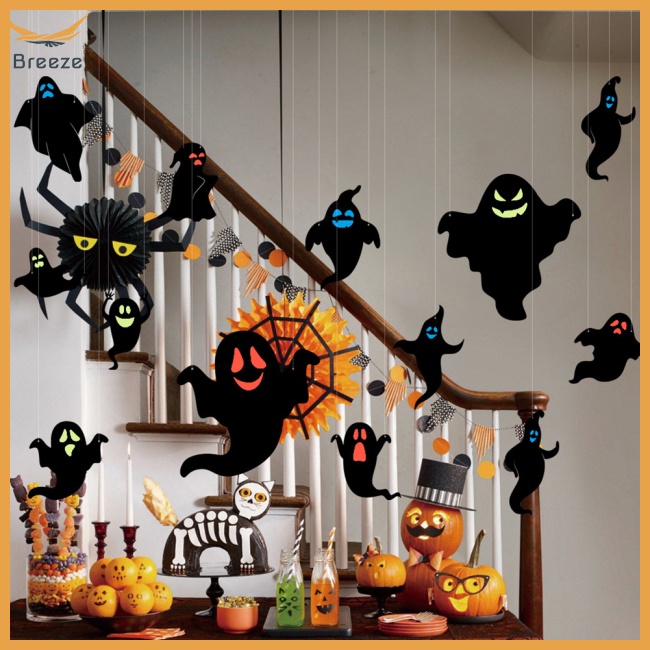 Set 12 Miếng Dán Tường Dạ Quang Chống Nước Trang Trí Halloween