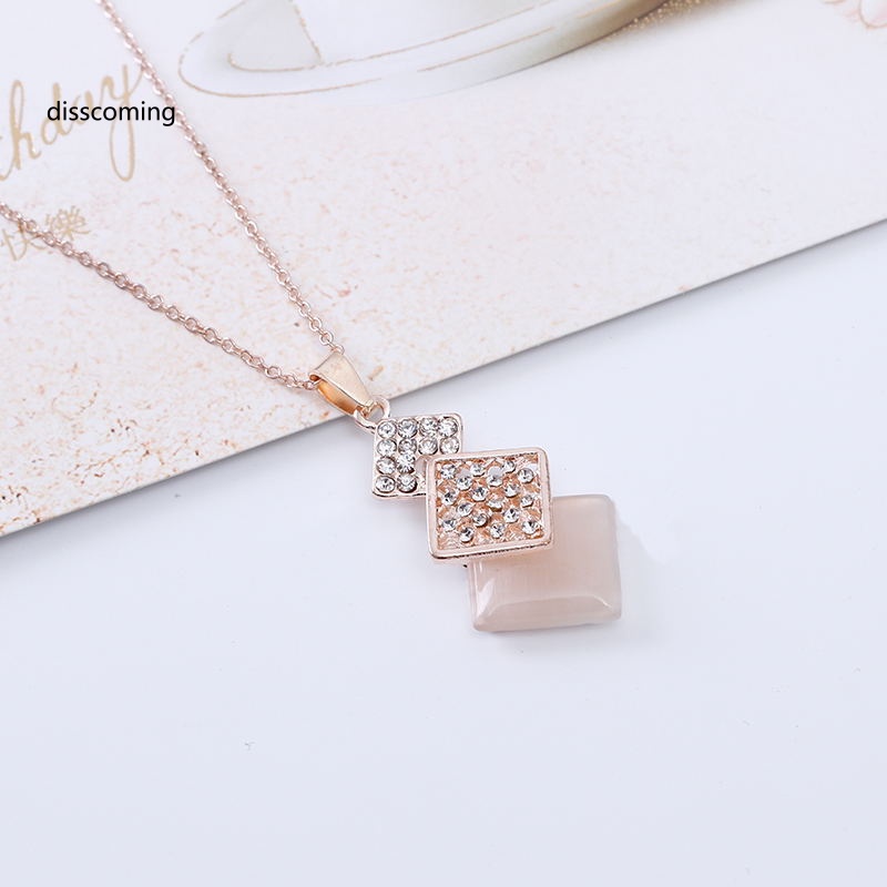 Đầm Nữ Kiểu Dáng Thời Trang Thanh Lịch| Bộ Vòng cổ + Bông Tai Hình Vuông Rỗng Đính Đá Opal Thời Trang