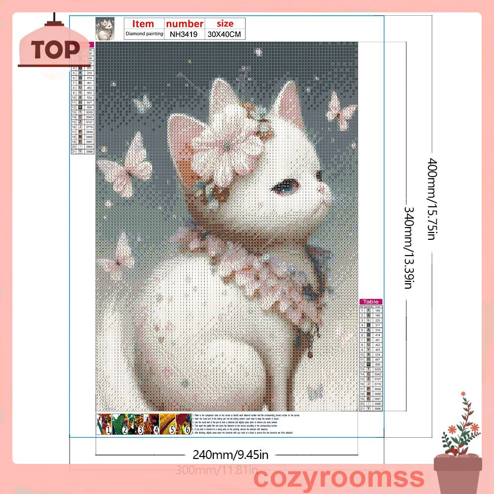 Tranh Đính Đá Kim Cương Toàn Bộ 5D DIY Hình Vẽ Mèo Trang Trí Nhà Cửa