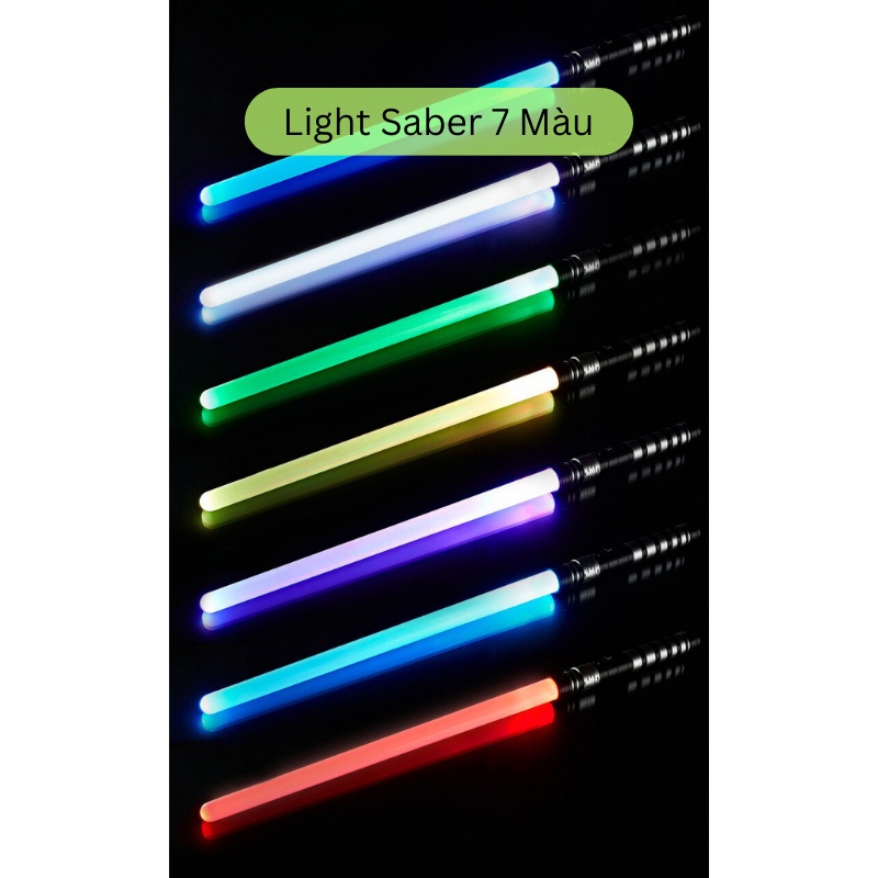 Bộ 2 Kiếm Ánh Sáng Đồ Chơi Light Saber 7 Màu Sắc Dài 75cm, Có Âm Thanh, Có Thể Ghép Đôi Dùng Pin AAA